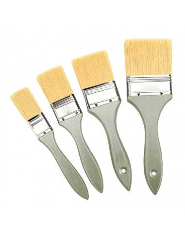 Tradineur - Set de 4 Brochas de cerdas sintéticas - Fabricado en Madera y cerdas sintética - Medidas: 12,5 mm + 25 mm + 40 mm +