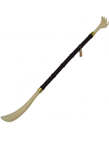 Rascador con calzador de plástico 50 cm, doble función con mano para rascar la espalda y calzador