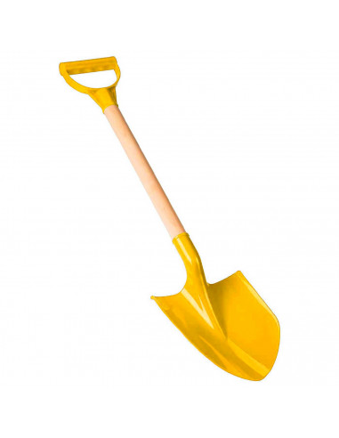 Tradineur - Pala infantil de playa de plástico con mango de madera, juguete para niños, jugar en la arena, parque, jardín, regal