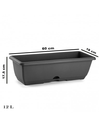 Tradineur - Jardinera de plástico con plato integrado, macetero, tiesto para plantas, flores, balcón, terraza, hogar, jardín, fa