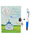 Tradineur - Diario de Primera Comunión + bolígrafo con luz, tapa dura, incluye candado, 90 páginas decoradas, regalo original (N