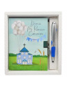 Tradineur - Diario de Primera Comunión + bolígrafo con luz, tapa dura, incluye candado, 90 páginas decoradas, regalo original (N