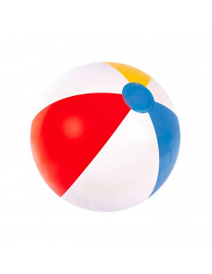 Tradineur - Pelota de playa hinchable, diseño de franjas de colores, vinilo resistente, inflado y desinflado rápido, balón infla