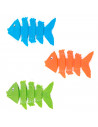 Tradineur - Set de 3 peces flexibles de colores para buceo, plástico, juegos acuáticos, piscina, coordinación mano-ojo, concienc