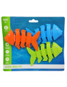 Tradineur - Set de 3 peces flexibles de colores para buceo, plástico, juegos acuáticos, piscina, coordinación mano-ojo, concienc