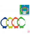 Tradineur - Set de 4 aros de colores con forma de pez para buceo, plástico, juegos acuáticos, piscina, coordinación mano-ojo, co