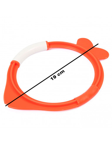 Tradineur - Set de 4 aros de colores con forma de pez para buceo, plástico, juegos acuáticos, piscina, coordinación mano-ojo, co