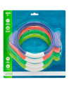 Tradineur - Set de 4 aros de colores con forma de pez para buceo, plástico, juegos acuáticos, piscina, coordinación mano-ojo, co