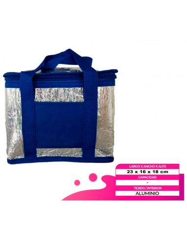Tradineur - Bolsa térmica porta alimentos con forro de aluminio, nevera de pvc con asas, cremallera y aislante interior, frío, p