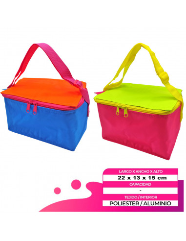 Tradineur - Bolsa térmica porta alimentos, forro de aluminio, nevera de poliéster, correa ajustable, cremallera y aislante inter
