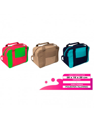Tradineur - Bolsa porta alimentos térmica, forro de aluminio, nevera de poliéster, asas y correa ajustable, cremallera y aislant