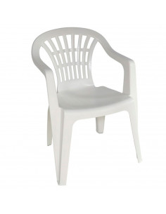 Tradineur - Silla de plástico apilable con reposabrazos para exterior, silla ergonómica de polipropileno, cómoda, ligera y resis
