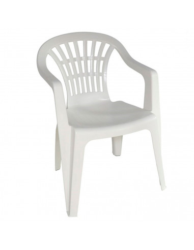 Tradineur - Silla de plástico apilable con reposabrazos para exterior, silla ergonómica de polipropileno, cómoda, ligera y resis