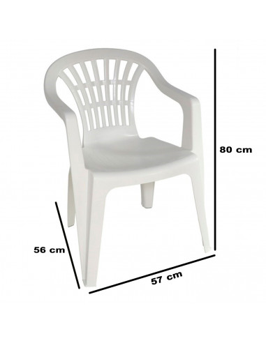 Tradineur - Silla de plástico apilable con reposabrazos para exterior, silla ergonómica de polipropileno, cómoda, ligera y resis