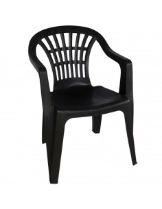 Tradineur - Silla de plástico apilable para exterior con reposabrazos, estructura ergonómica, cómoda, ligera y resistente, jardí