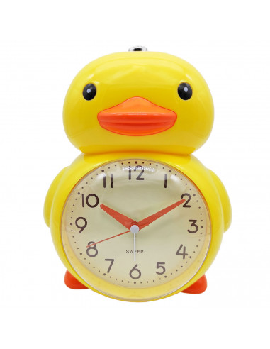 Tradineur - Reloj despertador analógico infantil de plástico, incluye luz y función snooze, botón de apagado, funcionamiento con