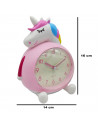 Tradineur - Reloj despertador infantil analógico de plástico, incluye luz y función snooze, botón de apagado, funcionamiento con