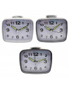 Tradineur - Reloj despertador analógico de plástico, silencioso, alarma programable, botón de apagado, funcionamiento con 2 pila