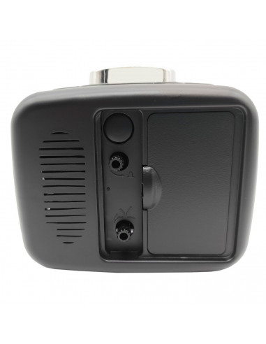 Tradineur - Reloj despertador analógico de plástico, silencioso, alarma programable, botón de apagado, funcionamiento con 2 pila