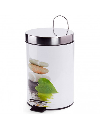 Tradineur - Papelera de acero inoxidable decorada, incluye recipiente interior extraíble y apertura de pedal, cubo de basura, re