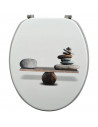 Tradineur - Tapa de WC universal decorada con piedras, asiento de madera MDF para inodoro, bisagras de acero inoxidable, fácil d
