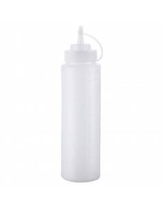 Tradineur - Botella de plástico reutilizable para servir salsas, dispensador de aliño rellenable, ketchup, mostaza, apta para us
