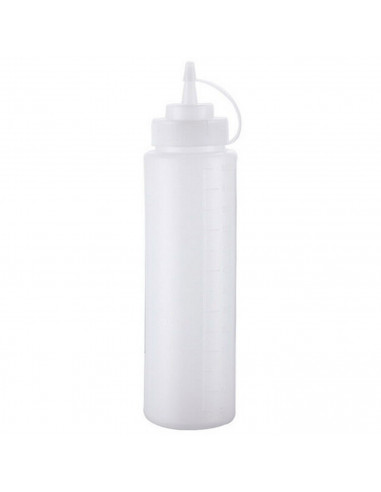 Tradineur - Botella de plástico reutilizable para servir salsas, dispensador de aliño rellenable, ketchup, mostaza, apta para us