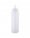 Tradineur - Botella de plástico reutilizable para servir salsas, dispensador de aliño rellenable, ketchup, mostaza, apta para us