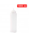 Tradineur - Botella de plástico reutilizable para servir salsas, dispensador de aliño rellenable, ketchup, mostaza, apta para us