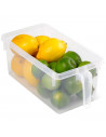 Tradineur - Cajón organizador reutilizable para frigorífico, recipiente de plástico transparente con asa para almacenar fruta, v