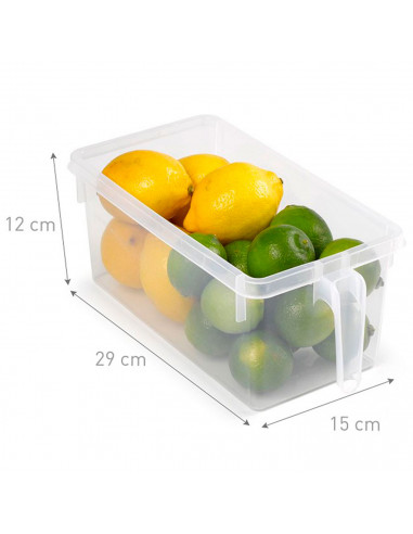 Tradineur - Cajón organizador reutilizable para frigorífico, recipiente de plástico transparente con asa para almacenar fruta, v
