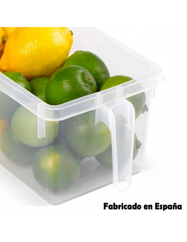 Tradineur - Cajón organizador reutilizable para frigorífico, recipiente de plástico transparente con asa para almacenar fruta, v