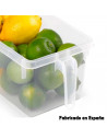 Tradineur - Cajón organizador reutilizable para frigorífico, recipiente de plástico transparente con asa para almacenar fruta, v