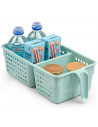 Tradineur - Cajón organizador reutilizable para frigorífico, 2 compartimentos, recipiente plástico con asa, almacenar fruta, ver
