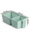 Tradineur - Cajón organizador reutilizable para frigorífico, 2 compartimentos, recipiente plástico con asa, almacenar fruta, ver