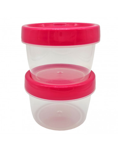 Tradineur - Set de 2 botes reutilizables de plástico, tapa de rosca, frascos, tarros, almacenaje, frutos secos, fruta, especias,