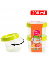 Tradineur - Set de 2 botes reutilizables de plástico, tapa de rosca, frascos, tarros, almacenaje, frutos secos, fruta, especias,