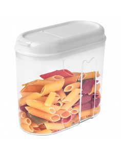 Tradineur - Recipiente de plástico reutilizable con tapa, bote de almacenaje, pasta, legumbres, cereales, frutos secos, café, fa