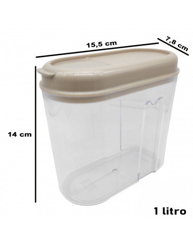 Tradineur - Recipiente de plástico con tapa reutilizable, bote de almacenaje, pasta, legumbres, cereales, frutos secos, café, fa
