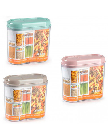 Tradineur - Recipiente de plástico con tapa reutilizable, bote de almacenaje, pasta, legumbres, cereales, frutos secos, café, fa