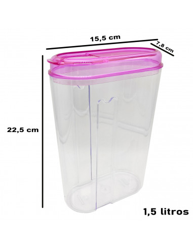 Tradineur - Recipiente reutilizable de plástico con tapa, bote de almacenaje, pasta, legumbres, cereales, frutos secos, café, fa