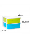 Tradineur - Cajonera de plástico Sena, 2 cajones multicolor, multiusos, ordenación, almacenaje, escuela, hogar, fabricada en Esp