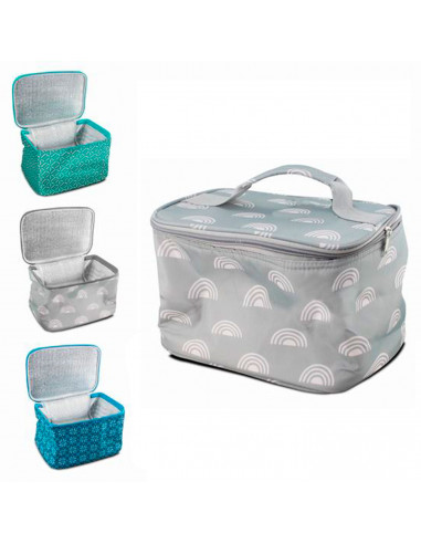 Tradineur - Bolsa porta alimentos isotérmica, forro de aluminio, nevera de poliéster con asa, cremallera y aislante interior, pl