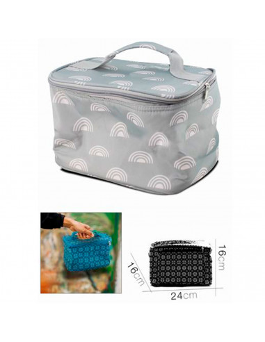 Tradineur - Bolsa porta alimentos isotérmica, forro de aluminio, nevera de poliéster con asa, cremallera y aislante interior, pl