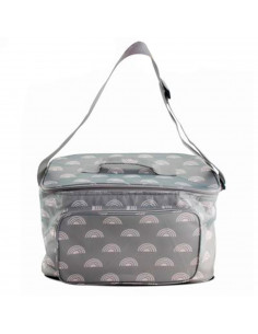 Tradineur - Bolsa porta alimentos isotérmica, forro aluminio, nevera poliéster, correa ajustable, asa, cremallera y aislante, pl