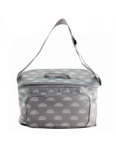 Tradineur - Bolsa porta alimentos isotérmica, forro aluminio, nevera poliéster, correa ajustable, asa, cremallera y aislante, pl
