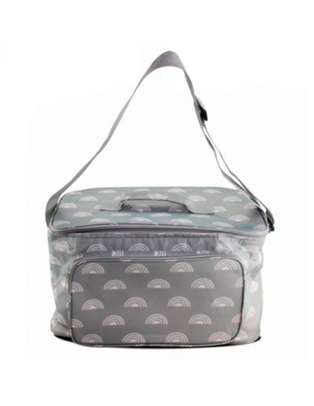 Tradineur - Bolsa porta alimentos isotérmica, forro aluminio, nevera poliéster, correa ajustable, asa, cremallera y aislante, pl