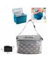 Tradineur - Bolsa porta alimentos isotérmica, forro aluminio, nevera poliéster, correa ajustable, asa, cremallera y aislante, pl