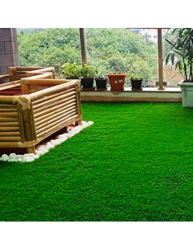 Tradineur - Césped sintético para moquetar - Fabricado en polietileno - Ligero y facil de colocar - 1 x 3 M, 7 mm.