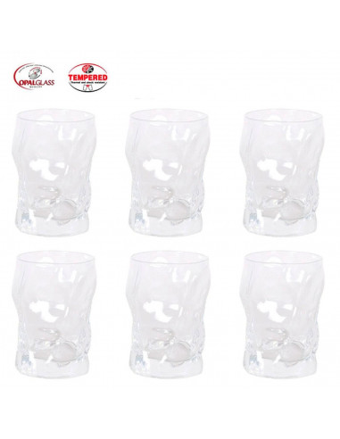 Tradineur - Juego de 3 vasos de agua sorgente, 30 cl, Set de 3 vasos con diseño hergonómico, 10 x 7 cm